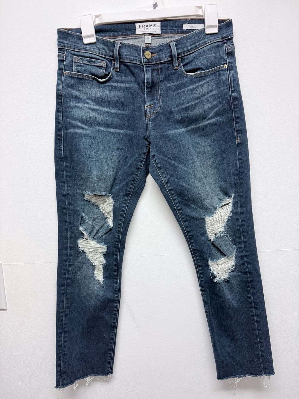 Frame Le Garcon Size 26 Distressed Boyfriend Jeans